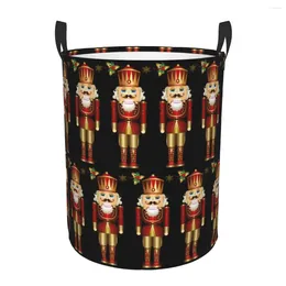 Laundry Bags Nutcracker Soldier King Basket Collapsible Cartoon Christmas Nutcrackers Clothes Toy Hamper Storage Bin For Kids Nursery