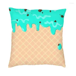 Pillow Melting Ice Cream Chocolate Mint Cover 40x40cm Decoration 3D Printing Waffle Pattern Throw For Sofa Double-sided