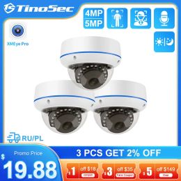 Cameras TinoSec 4MP 5MP POE Camera Vandalproof Audio Record Face Detection 2.8/3.6mm Indoor Dome IP Camera Security Surveillance System