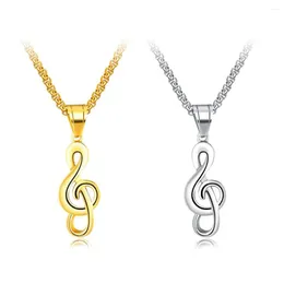 Pendant Necklaces Stainless Steel Hip Hop Musical Note Charm Necklace Gift For Music Lovers With Chain