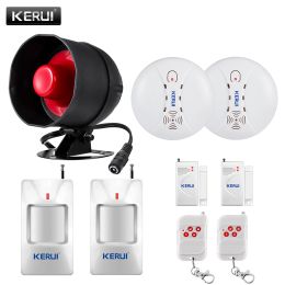 Kits Kerui Alarm System Siren Speaker Loudly Sound Home Alarm System Wireless Detector Security Protection System for House Garage
