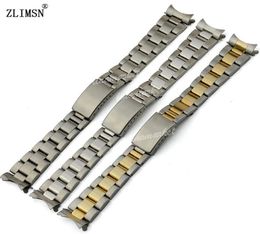 Men Women Watch Watches Belt 13mm 17mm 20mm New silver or gold Curved end Solid SS Watch Band strap Relojes Hombre 20167337923