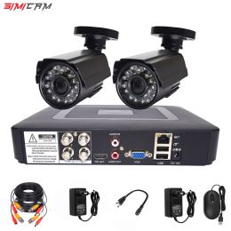 System simicam Video cctv Surveillance camera security system kit 2pcs AHD 2MP 1080P 4ch 5 in 1 video recorder dvr night vision P2P set