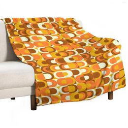 Blankets 70s Pattern Retro Inustrial In Orange And Brown Tones Throw Blanket Thermal Decorative Sofa Ands