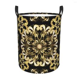 Laundry Bags Basket Classic Golden Baroque Cloth Folding Dirty Clothes Toys Storage Bucket Household