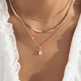 Pendant Necklaces Vintage Multi Layer Necklace For Women Exquisite Crystal Water Drop Fashion Pearl Collarbone Jewelry Party Gift