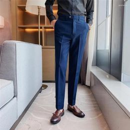 Men's Suits Mens Formal Suit Pants Spring Business Fashion Solid Color Casual Stretch Slim High Quality Brand Clothing