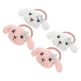 Dog Apparel 4 Pcs Baby Birthday Decoration For Girl Pet Headdress Fabric Puppy Hair Ties Small Dogs