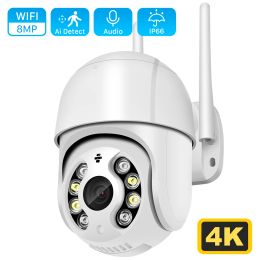 Cameras 8MP 4K PTZ Wifi IP Camera Cloud 1080P 4X Digital Zoom CCTV Security Camera Outdoor AI Human Detect Auto Tracking Wireless Camera