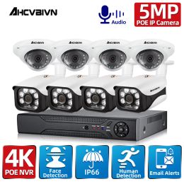 System HD 8MP POE CCTV NVR System 8CH 5MP Audio Recorder Face Detect Outdoor Indoor Video Security Camera Surveillance Set Xmeye NVR