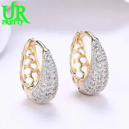 Dangle Earrings 925 Sterling Silver Gold Grade Zircon Perforated Moon Shaped High Quality Gift Wedding Fashion Jewellery