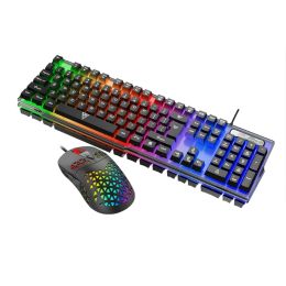 Combos Mechanical 104 Keys Keyboard 7 Buttons Mouse Gaming Usb Keyboards (black Wired Keyboard Mouse Set) 3200dpi Ergonomic