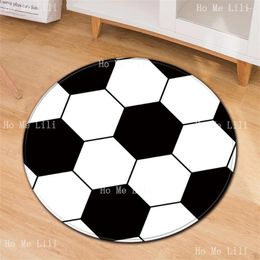 Carpets Football Round Carpet Non-Slip Rug Ball Soccer Print Bedroom Decor Door Living Room Mat