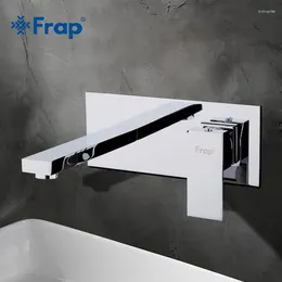 Bathroom Sink Faucets Frap Brass Basin Faucet Wall Mounted Square Shape Tap Single Handle Dual Control Cold And Water Mixer Y10053