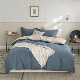 Bedding Sets 2024 Long Velvet Embroidery Striped Colour Matching Four-piece Set Of Pure Cotton Luxury Can Be Customised Light Blue