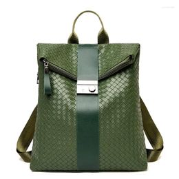 Backpack Women PU Weave Simple All-match Korean School For College Students Zipper Casual Girls