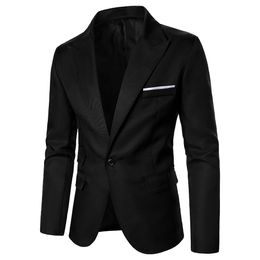 Men Blazer Decorative Chest Pocket Design Men Suit Wedding Occasion Causal Formal Daily Men Long Sleeve One Button Blazer 240401