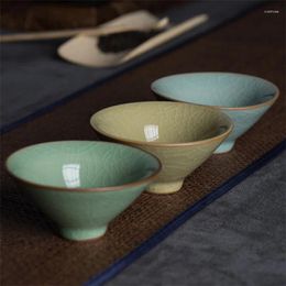 Cups Saucers Longquan Celadon Office Teacup Ceramic Ice Cracked Glaze Master Cup Tea Set Porcelain Home Small Bowl Drinkware