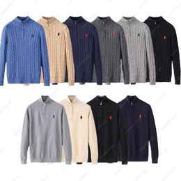 2024 Mens Sweater Designer Polo Half Zipper Hoodie Long Sleeve Knitted Horse Twist High Collar Fashion Men Woman S Embroidery Advanced Design chn668