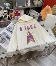 Designer top version Hoodie handmade GU 2022 autumn and winter new sequins pentagram letter logo men and women with the same style9365016