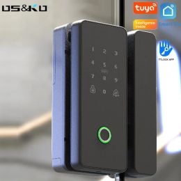 Lock Wifi Tuya Glass Fingerprint door lock Smart Biometric Electronic Door Lock Digital Lock Drill free For Office