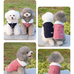 Dog Apparel Corduroy Pet Coat Winter Thickened Warm Clothing Teddy Two-legged Cardigan Puppy Cotton Jacket S-XXL