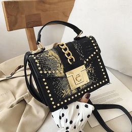 Bag Rivet Snake Pattern Bags For Women 2024 Luxury Handbags Retro Fashion Western Style Multi-layer Casual Crossbody