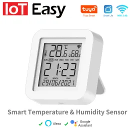 Cameras Tuya Wifi Temperature & Humidity Sensor for Smart Home Var Smartlife Thermometer Hygrometer Support Alexa Google Assistant