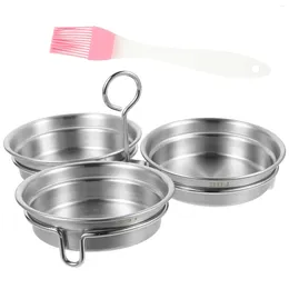 Double Boilers 2 Pcs Love Stainless Steel Egg Steamer Silicone Moulds Circle Stencil Poacher Ring