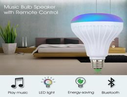 E27 Smart LED Light RGB Wireless Bluetooth Speakers Bulb Lamp Music Playing Dimmable 12W Music Player o with 24 Keys Remote Epacket1285296