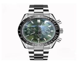 NEW Men039s Watches Green Dial Men WristWatch Leather Quartz VK Fitness Watch Sports Male Clock Chronograph Japan movement5515479