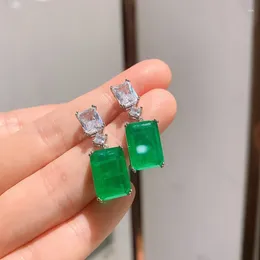 Dangle Earrings Fashion High Quality In Square Green Gemstone For Women Simple Classic Earing Eardrops Wedding Jewellery Gift