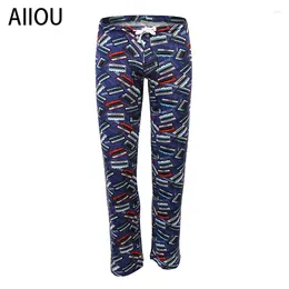 Men's Thermal Underwear AIIOU Mens Printed Polyester Loose Trousers Jogging Pants Sweatpants Long Johns Retro Panties