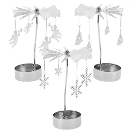 Candle Holders 3 Pcs Swivel Holder Romantic Stand Tabletop Decor Turn Candlestick Wrought Iron Adornment Candleholder