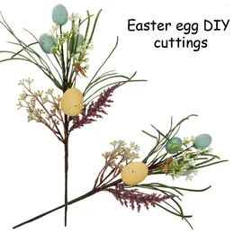 Decorative Flowers Diy Cuttings Artificial Flower Picks For Holiday Outdoor Indoor Decoration Home Decor Fake Eggs Stem 35cm Easter Egg