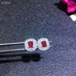 Stud Earrings KJJEAXCMY Fine Jewelry 925 Pure Silver Inlaid Natural Ruby Female Support Test