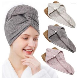 Towel Microfiber Hair Wrap Waffle Drying Absorbent Dry Turban With Button Twist Towels Cap Quick Anti Frizz