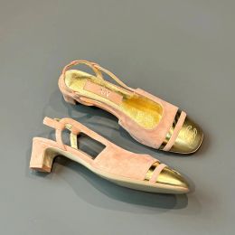 Canale di sandalo di alta qualità di alta qualità Spaccatura di nuclei con tacchi pesanti talloni estivi da donna Slide Designer Luxury Dress Shex Sexy Dressing Fashion Dance Dance Loafer
