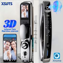 Lock 3D Face Realtime Intercom Smart Door Lock Security Face Camera Intelligent Fingerprint Password Biometric Electronic Key Unlock