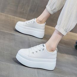 Casual Shoes 2024 Women's Canvas Flat Platform Sneakers Lace Up Female Thick Sole Women Black White Shoe