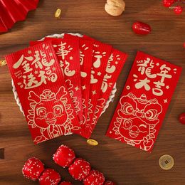 Gift Wrap 6PCS Chinese Style Stamping Red Envelope 2024 Dragon Year Money Bag Spring Festival Lucky Pocket Party Supplies