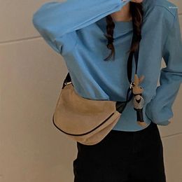 Shoulder Bags Versatile Crossbody For Women 2024 Fashion Stylish Retro Solid Faux Suede Fabric Frosted Simple Lady