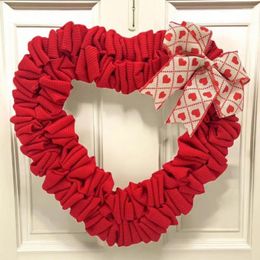 Decorative Flowers Valentine Day Wreath Decoration Lover Gift For Valentine's Romantic Heart Shaped With Outdoor