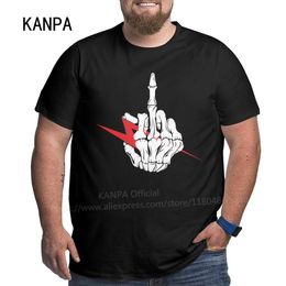 Kanpa Cotton Funny Finger T Shirts for Big Men Pattern Men Clothing Workout Tops Oversized Finger Bones T-shirt Plus Size 240329