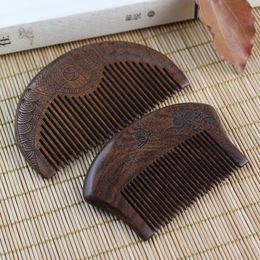 Pocket Wooden Comb Natural Black Gold Sandalwood Super Narrow Tooth Wood Combs No Static Lice Beard Comb Hair Styling