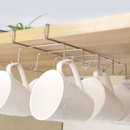 1PCS Stainless Steel Kitchen Rack Cupboard Hanging Holders Coffee Tea Cup Mug Holder Shelf Cup Holder 240329