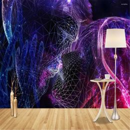 Wallpapers Milofi European Modern Minimalist Curve Couple Kissing Starry Background Wall Paper Mural