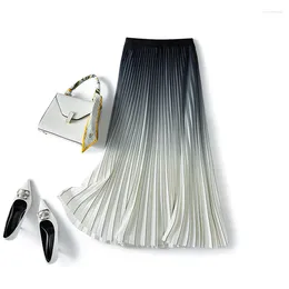 Skirts Half-length Skirt With High Waist In Summer Thin A-shape Medium Length Fashionable Temperament Gradient Pleated