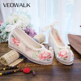 Casual Shoes Veowalk Pearls Knitted Women Velvet Cotton Embroidered Hidden Platform Ankle Strap Ladies Comfortable Sneakers