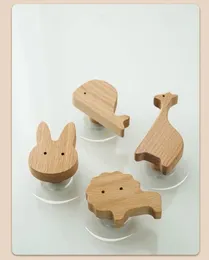Window Stickers Home Decoration Walls Wooden Hooks Room Animal Wall Keychains Clothes Hats Solid Wood